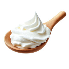 whipped cream in wooden spoon