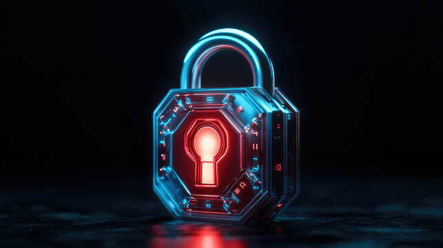 Securing data with a digital padlock binary code illustration in a virtual environment for enhanced cybersecurity awareness