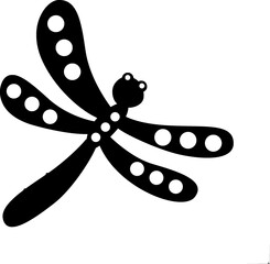 Dragonfly silhouette. Glyph icon of insect, simple shape of damselfly. Black vector illustration on white. Perfect for decoration, carving, design.