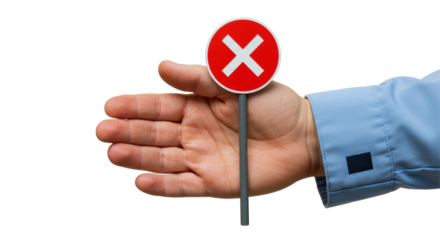 Isolated Hand Holding a No Sign