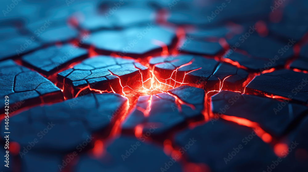 Poster hacked system cracks revealed on a glowing network interface illustration digital realm graphic visu
