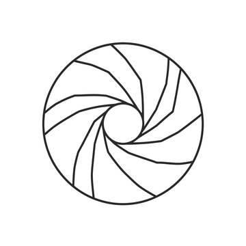 recommend clip art: Camera lens aperture, black line art icon