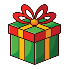 Christmas gift box  clipart on white background