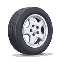 Obraz premium Car Wheel with Silver Rim and Black Tire