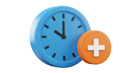 Isolated Clock with Plus Sign