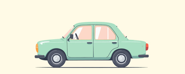 Naklejka premium Cartoon Illustration of a Mint Green Sedan Car