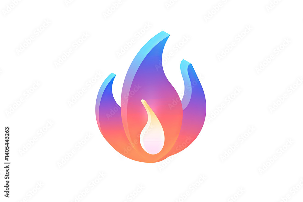 Poster a gradient flame glows softly transparent background. cool blues blend to warm oranges in smooth tra