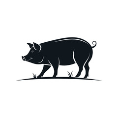 pig silhouette logo vector line art logo design