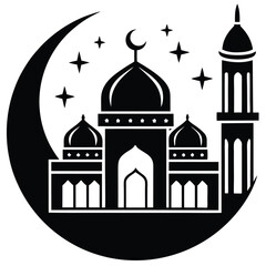 Beautiful mosque Vector Silhouette illustration 