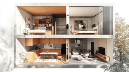 Modern Minimalist Duplex Interior Design with Open Floor Plan and Natural Light