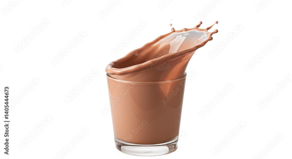 Aufkleber a glass of chocolate milk with a splash on a black background creating a dynamic and tasty visual