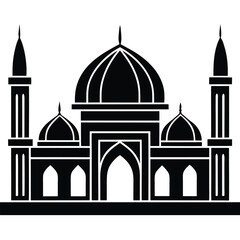 Beautiful mosque Vector Silhouette illustration 