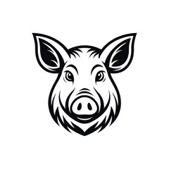 pig silhouette logo vector line art logo design