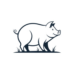 pig silhouette logo vector line art logo design