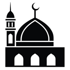 Beautiful mosque Vector Silhouette illustration 