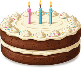 Illustration of a birthday cake, isolated on white background