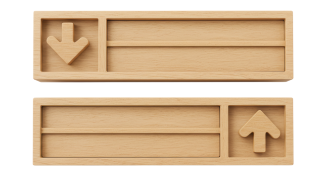 Isolated Up and Down Arrows Wood Sign