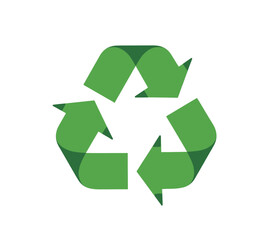Obraz premium Green recycling symbol with arrow design on white