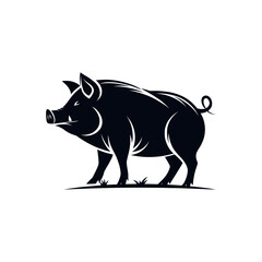 pig silhouette logo vector line art logo design