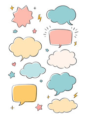 Pastel Speech Bubbles and Stars Doodle Pattern