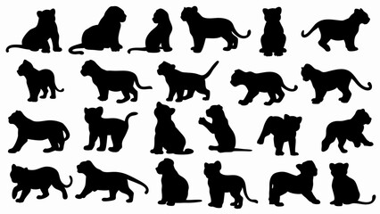 set of lion cub  silhouette vector on white background © Rani