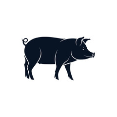 pig silhouette logo vector line art logo design