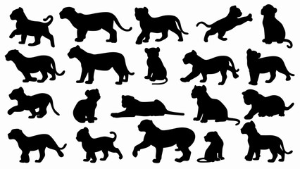 set of lion cub  silhouette vector on white background © Rani