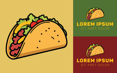 Tacos with Meat and Veggies Icon Logo for Food Branding