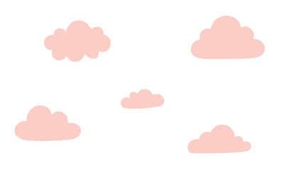 Pink Clouds Floating on White Background