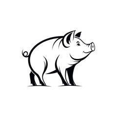 pig silhouette logo vector line art logo design