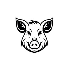 pig silhouette logo vector line art logo design