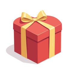 Red gift box with golden ribbon and bow