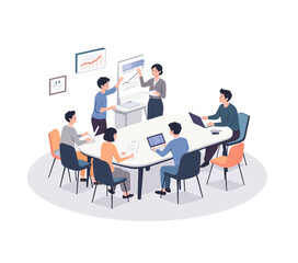 Team Analyzing Data in Boardroom Meeting with Charts