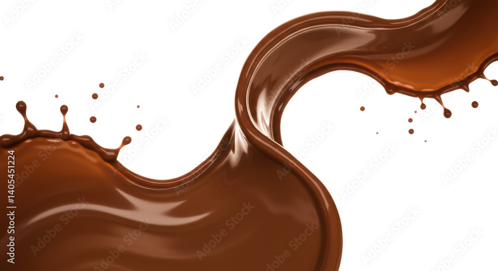 Aufkleber a dynamic splash of rich brown chocolate with droplets against a dark background creating movement