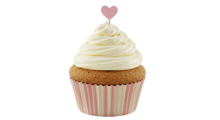 Isolated Cupcake with Cream and Heart