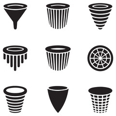 Filter icon vector set Vector Black silhouettes. with white background