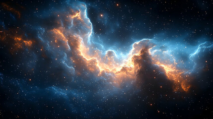 Fototapeta premium Stunning cosmic nebula with vibrant colors illuminating the dark space background