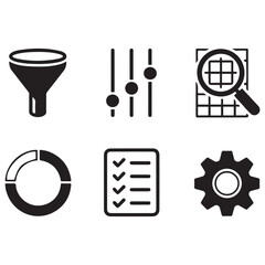 Filter icon vector set Vector Black silhouettes. with white background