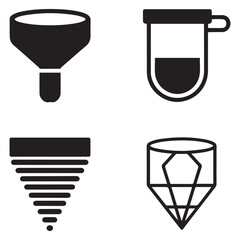 Filter icon vector set Vector Black silhouettes. with white background