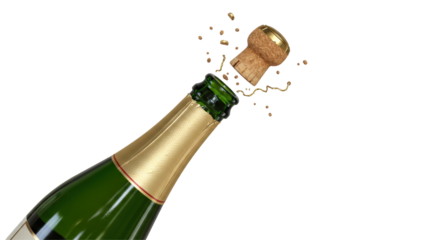 Isolated Champagne Bottle Popping
