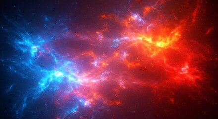 Obraz premium Abstract Nebula Space Art with Blue and Red Glowing Energy