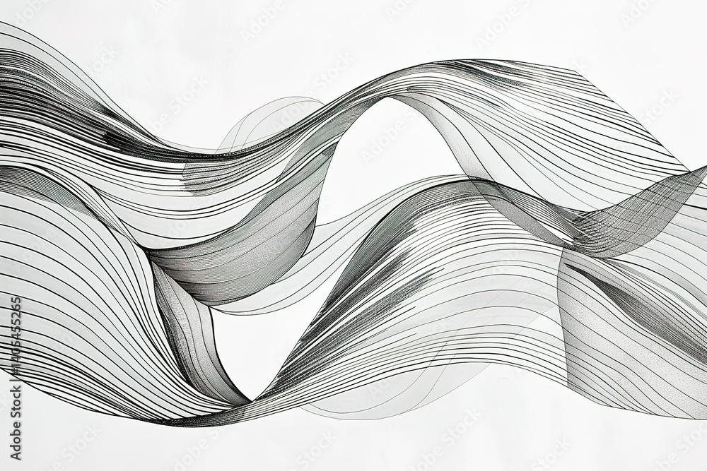 Poster abstract artwork featuring dynamically curved lines creating a sense of movement and depth