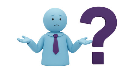 Isolated Confused Man with Question Mark