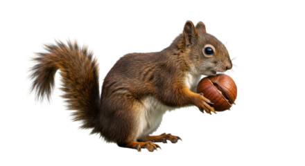 Isolated Squirrel with Nut