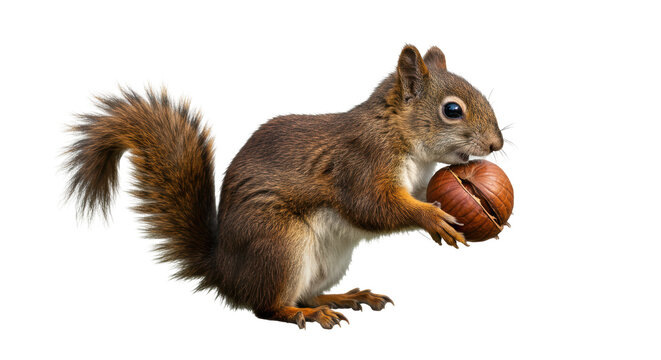 Isolated Squirrel with Nut