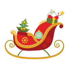 Naklejka premium Christmas sleigh clipart on white background