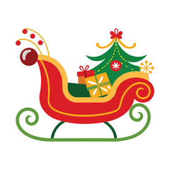 Christmas sleigh clipart on white background