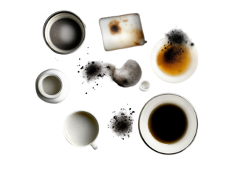 Arrangement Of White Cups With Coffee And Tea On Transparent Background