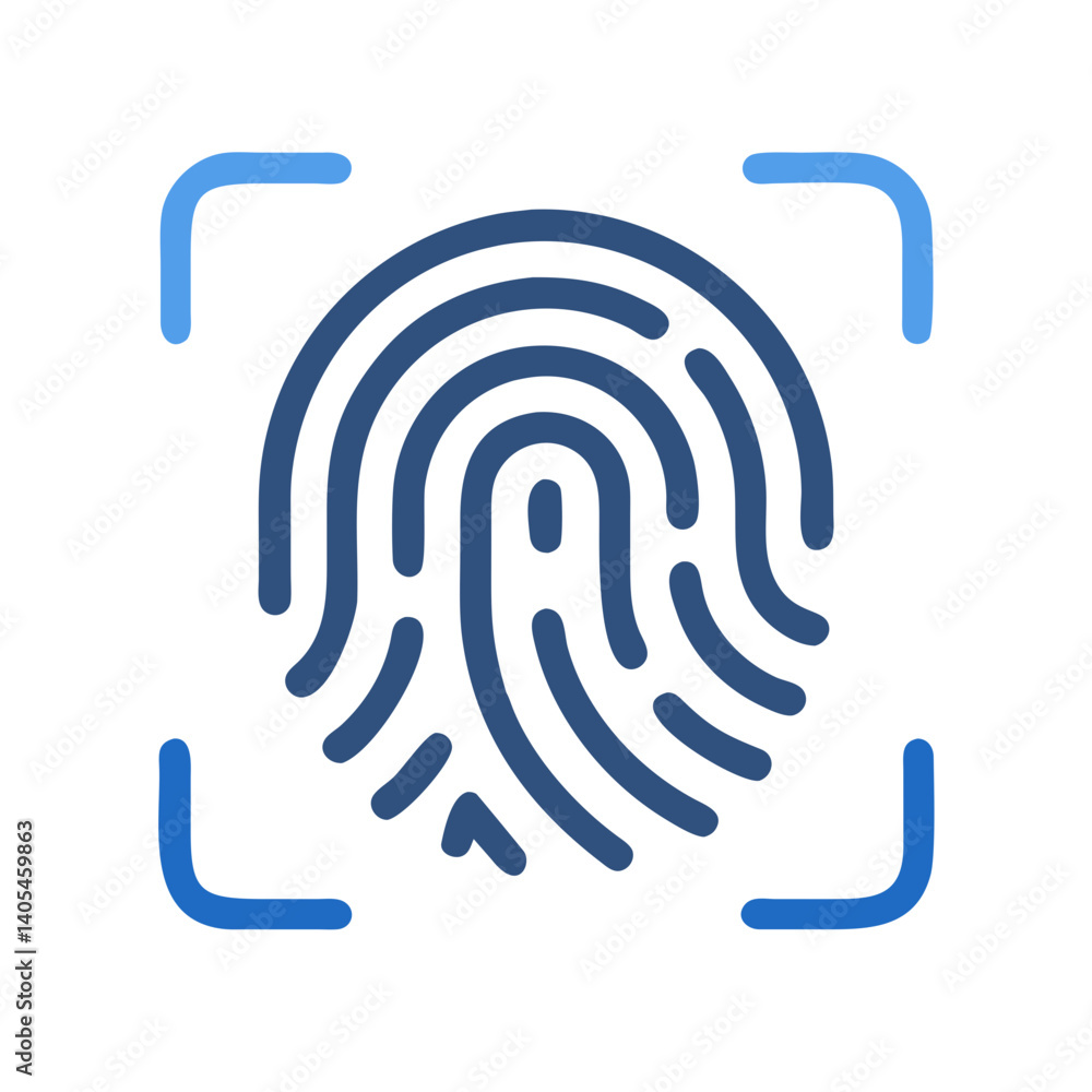 Leinwandbilder Biometric Fingerprint Scan Icon – User Authentication and Security Symbol