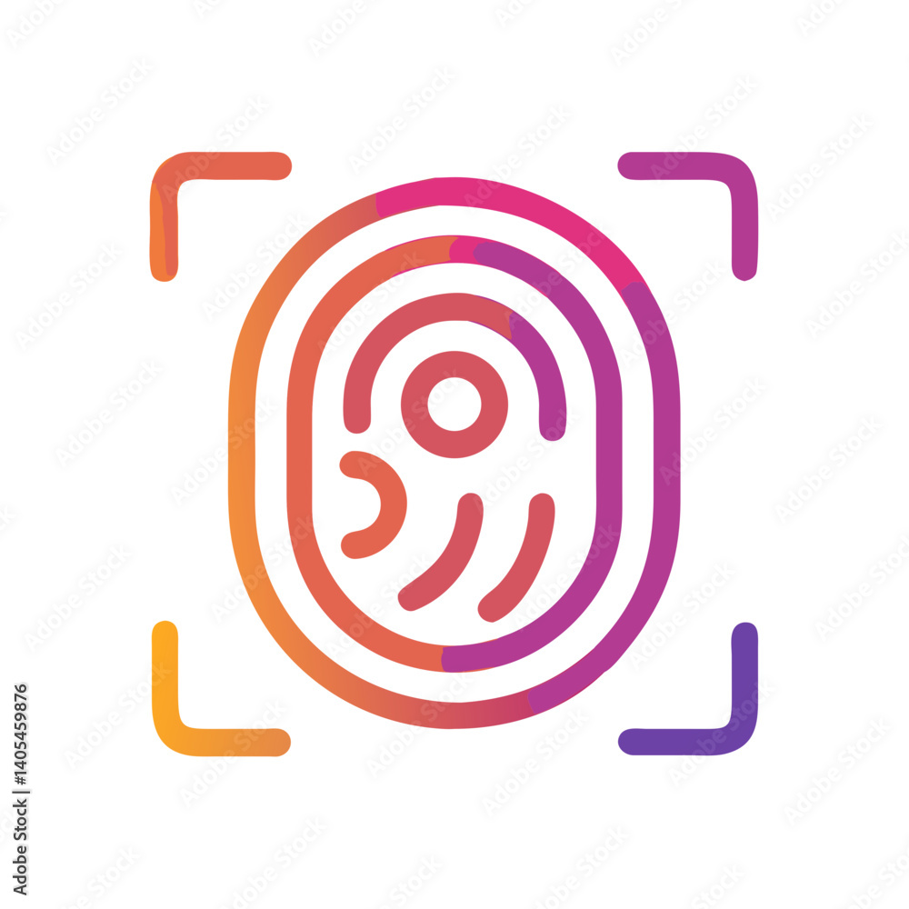 Aufkleber Biometric Fingerprint Scan Icon – User Authentication and Security Symbol